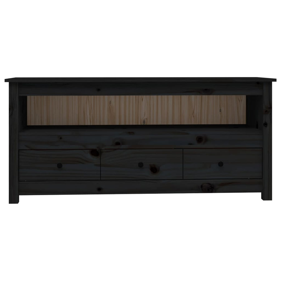 Tv-Meubel 4X35X52 Cm Massief Grenenhout Zwart