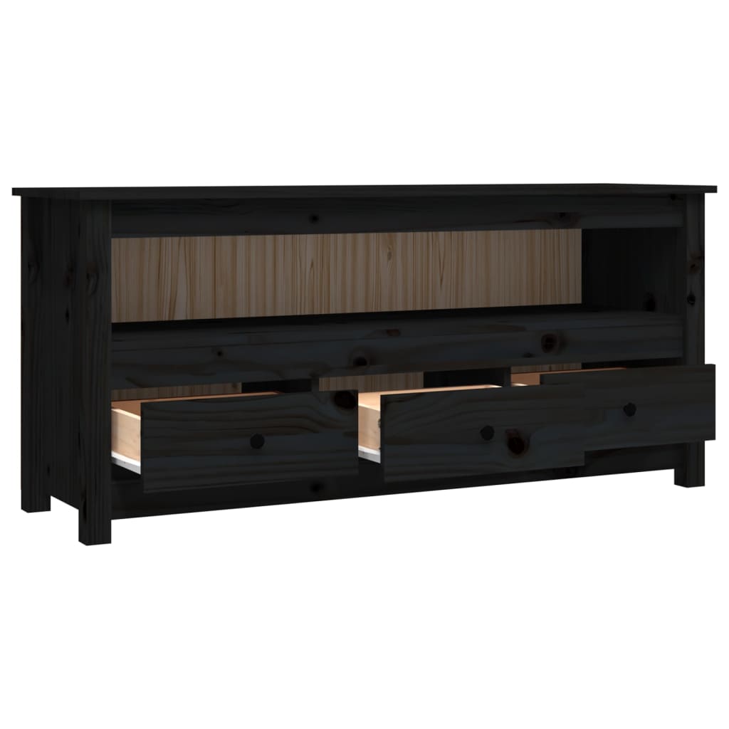 Tv-Meubel 4X35X52 Cm Massief Grenenhout Zwart