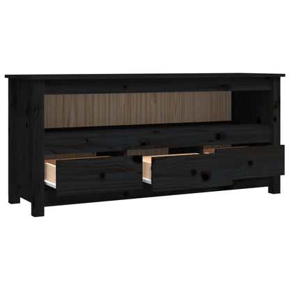 Tv-Meubel 4X35X52 Cm Massief Grenenhout Zwart