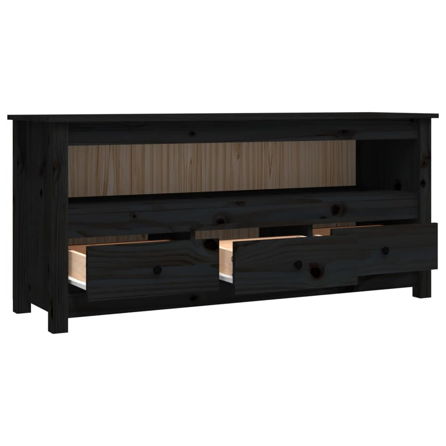 Tv-Meubel 4X35X52 Cm Massief Grenenhout Zwart