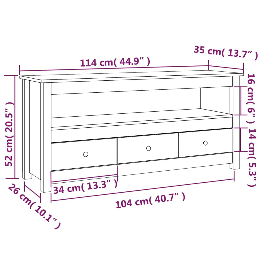 Tv-Meubel 4X35X52 Cm Massief Grenenhout Zwart