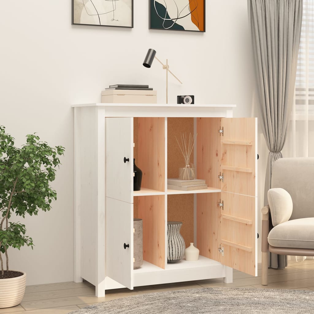 Dressoir 83X41,5X100 Cm Massief Grenenhout Wit