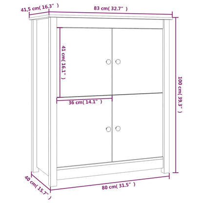 Dressoir 83X41,5X100 Cm Massief Grenenhout Wit