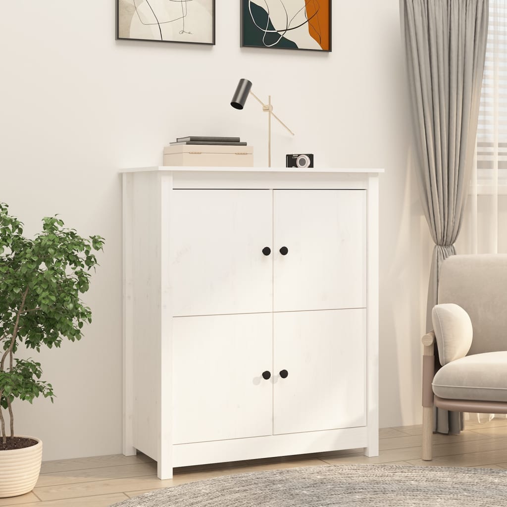 Dressoir 83X41,5X100 Cm Massief Grenenhout Wit