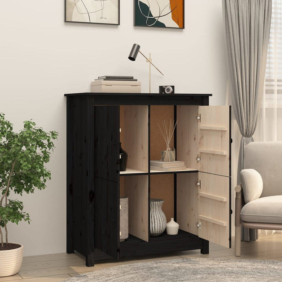 Dressoir 83X41,5X100 Cm Massief Grenenhout Zwart