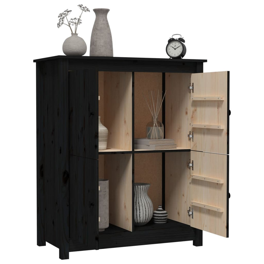 Dressoir 83X41,5X100 Cm Massief Grenenhout Zwart