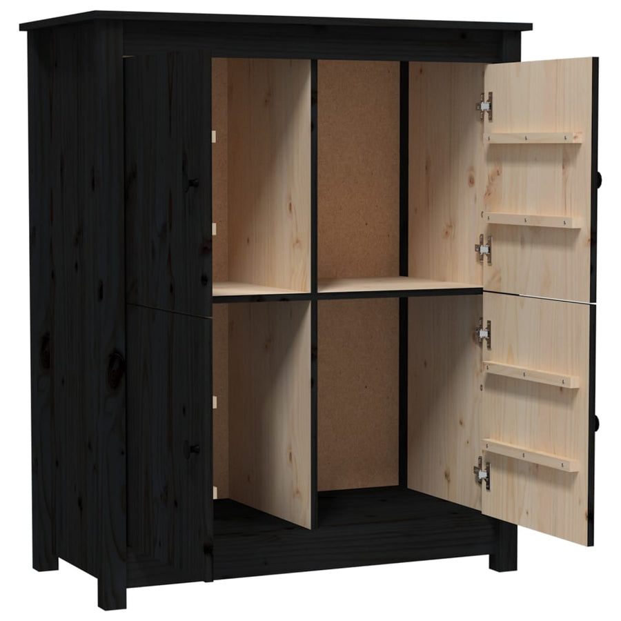 Dressoir 83X41,5X100 Cm Massief Grenenhout Zwart
