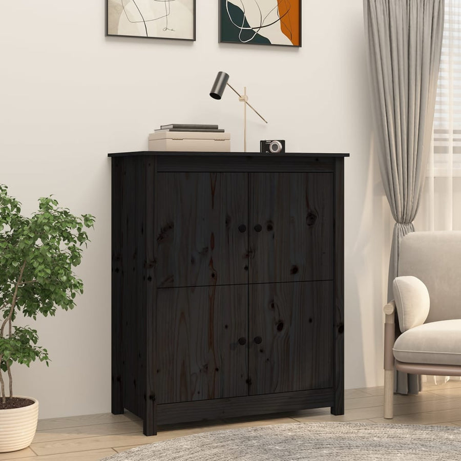 Dressoir 83X41,5X100 Cm Massief Grenenhout Zwart