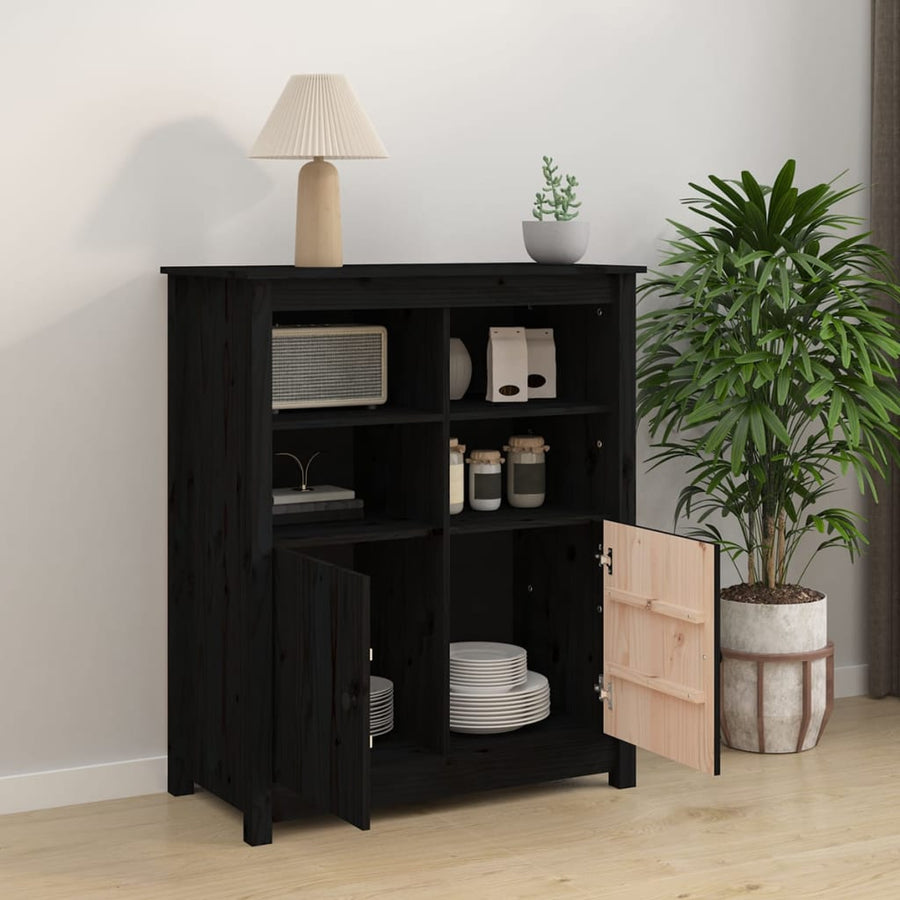 Dressoir 83X41,5X100 Cm Massief Grenenhout Zwart