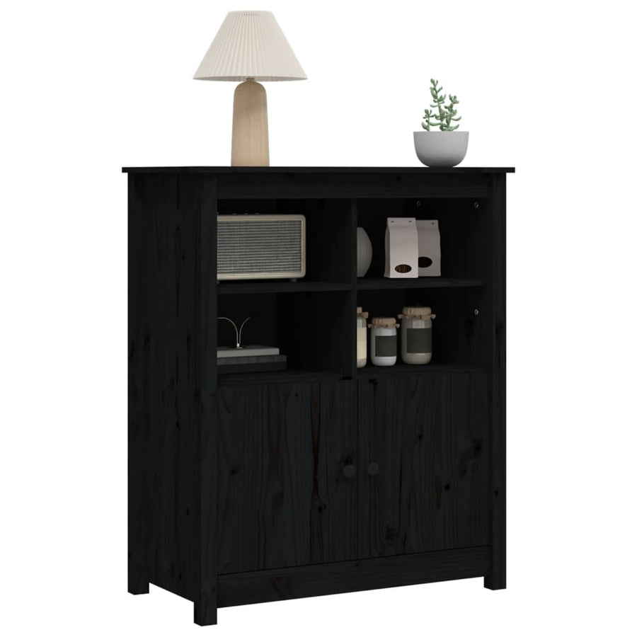 Dressoir 83X41,5X100 Cm Massief Grenenhout Zwart