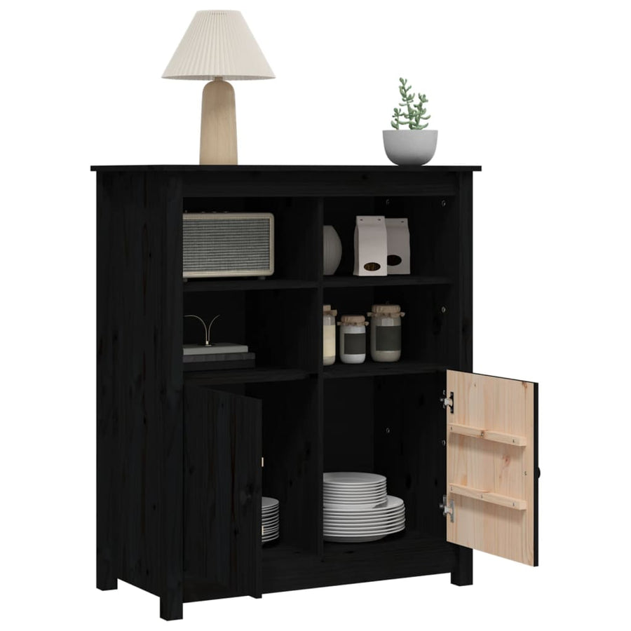Dressoir 83X41,5X100 Cm Massief Grenenhout Zwart