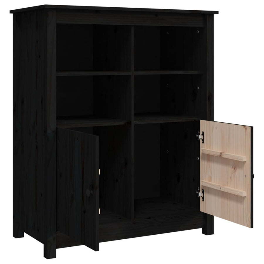 Dressoir 83X41,5X100 Cm Massief Grenenhout Zwart