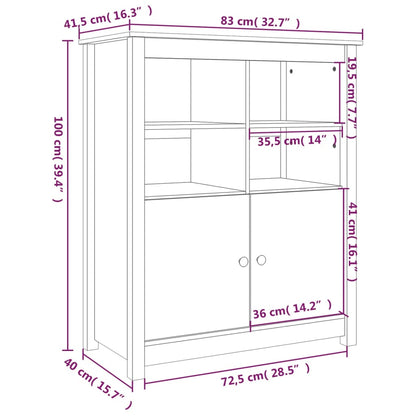 Dressoir 83X41,5X100 Cm Massief Grenenhout Zwart