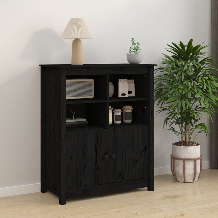 Dressoir 83X41,5X100 Cm Massief Grenenhout Zwart