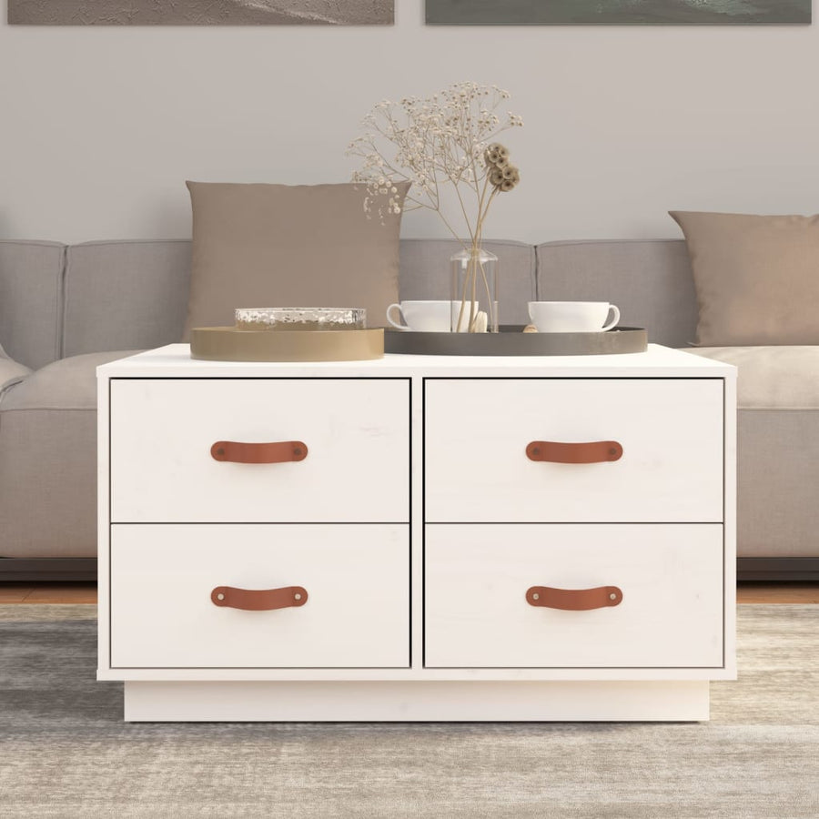 Salontafel 80X80X45 Cm Massief Grenenhout Wit