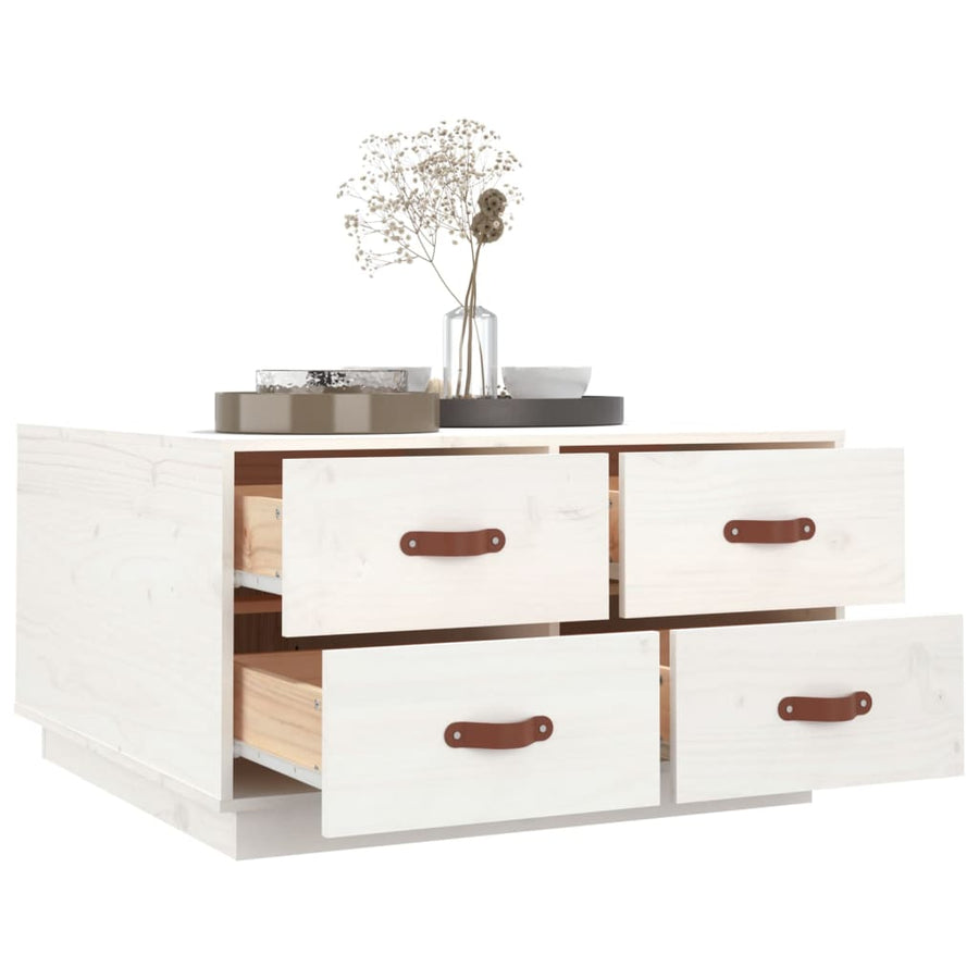 Salontafel 80X80X45 Cm Massief Grenenhout Wit