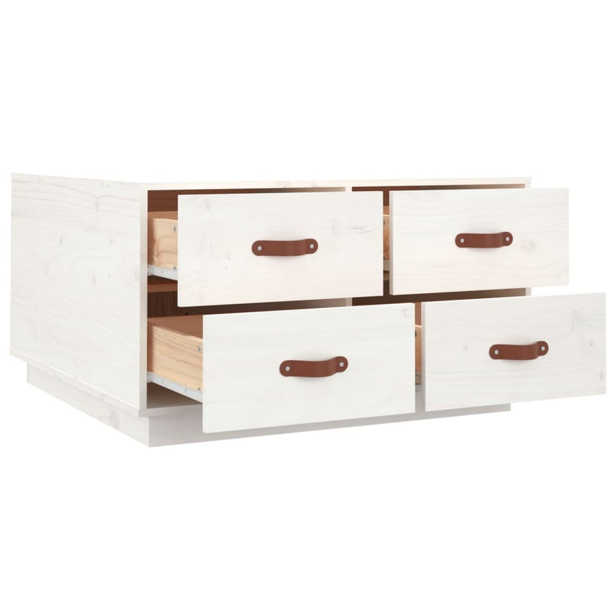 Salontafel 80X80X45 Cm Massief Grenenhout Wit