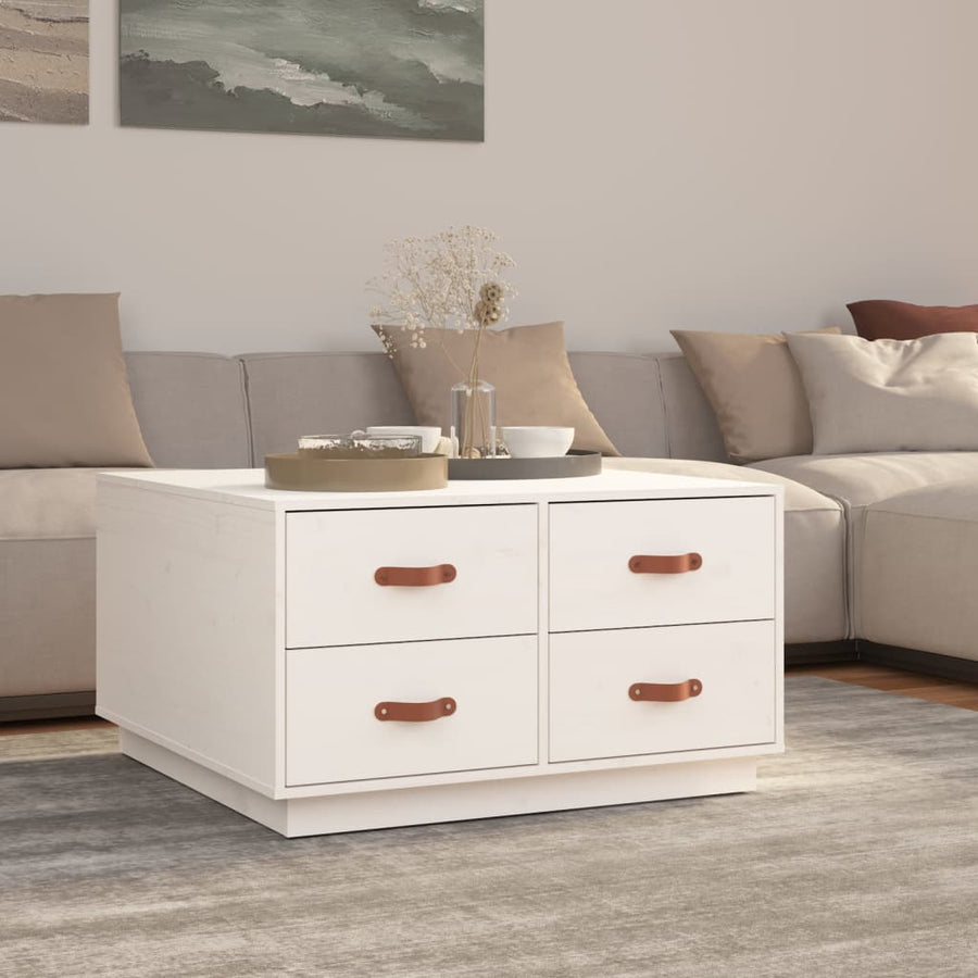Salontafel 80X80X45 Cm Massief Grenenhout Wit