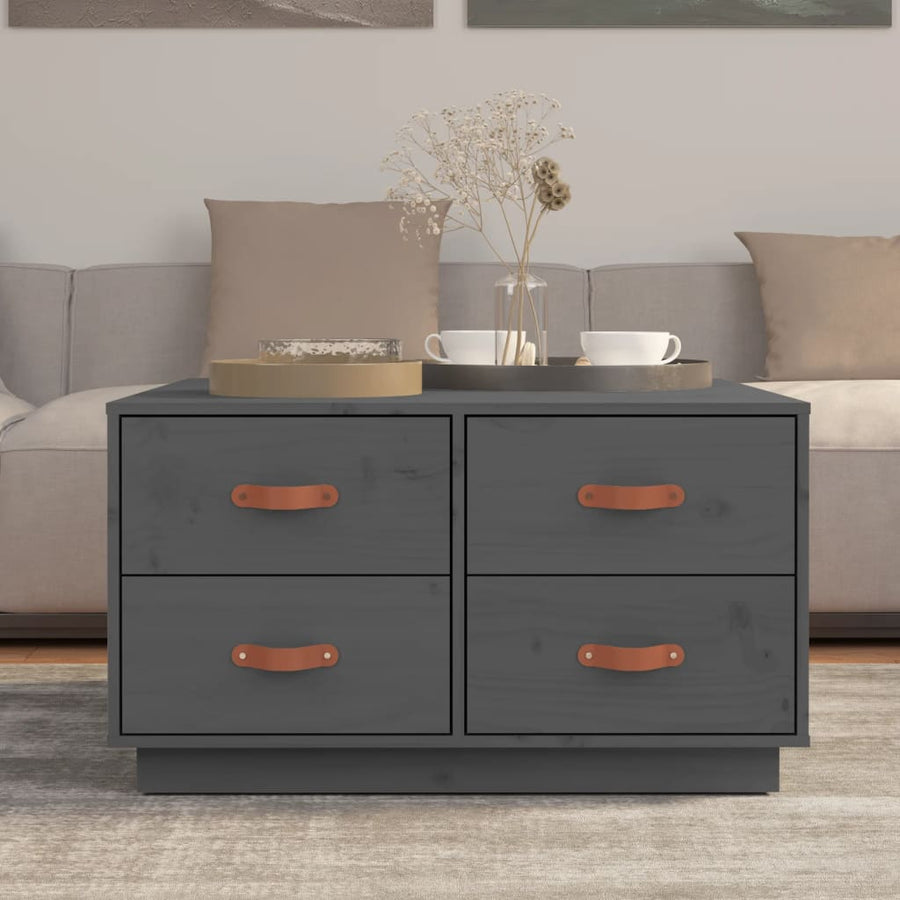 Salontafel 80X80X45 Cm Massief Grenenhout Grijs