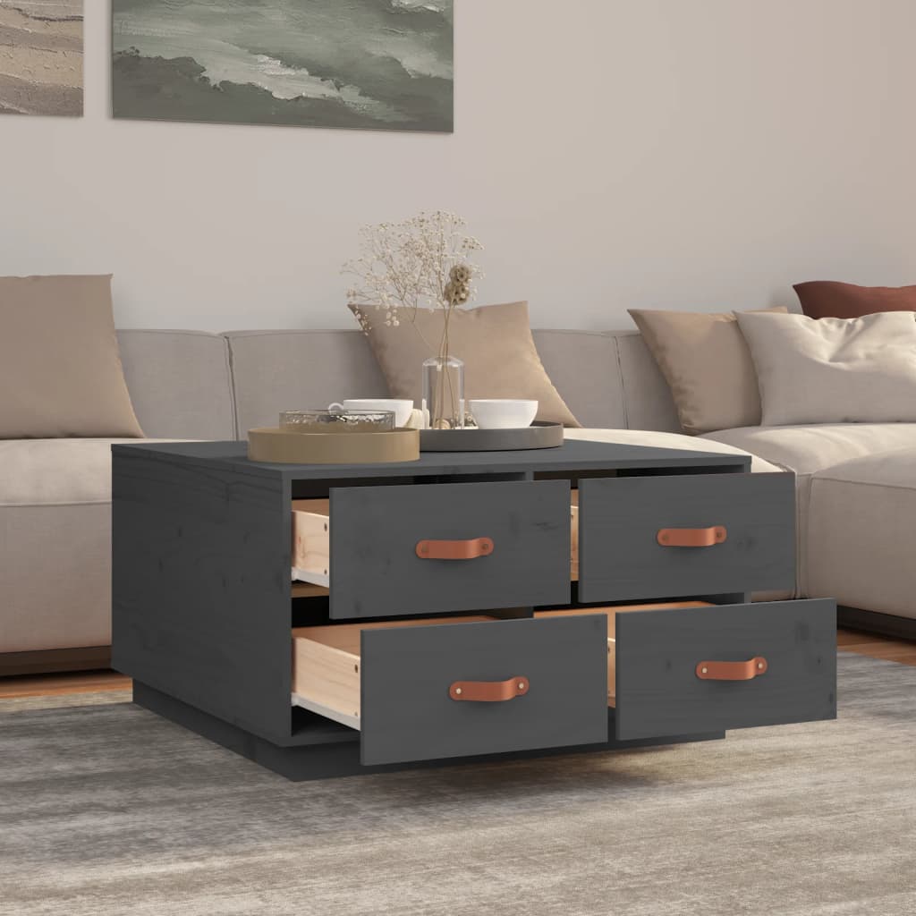 Salontafel 80X80X45 Cm Massief Grenenhout Grijs