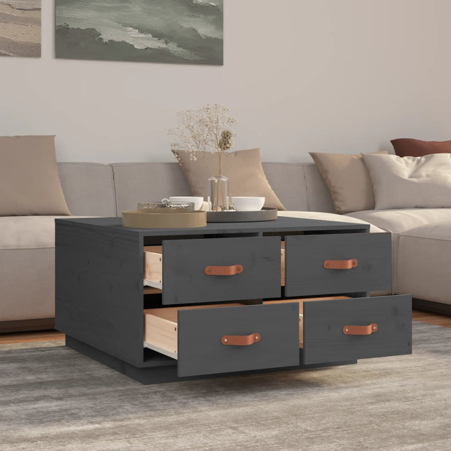 Salontafel 80X80X45 Cm Massief Grenenhout Grijs