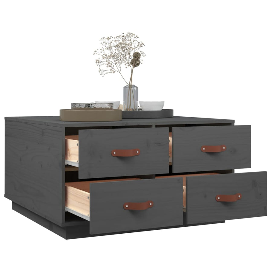 Salontafel 80X80X45 Cm Massief Grenenhout Grijs