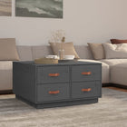 Coffee table 80x80x45 cm solid pine wood grey