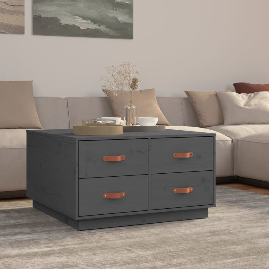 Salontafel 80X80X45 Cm Massief Grenenhout Grijs