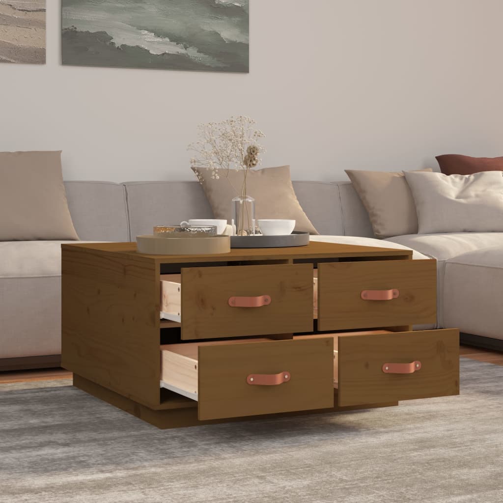 Salontafel 80X80X45 Cm Massief Grenenhout Honingbruin
