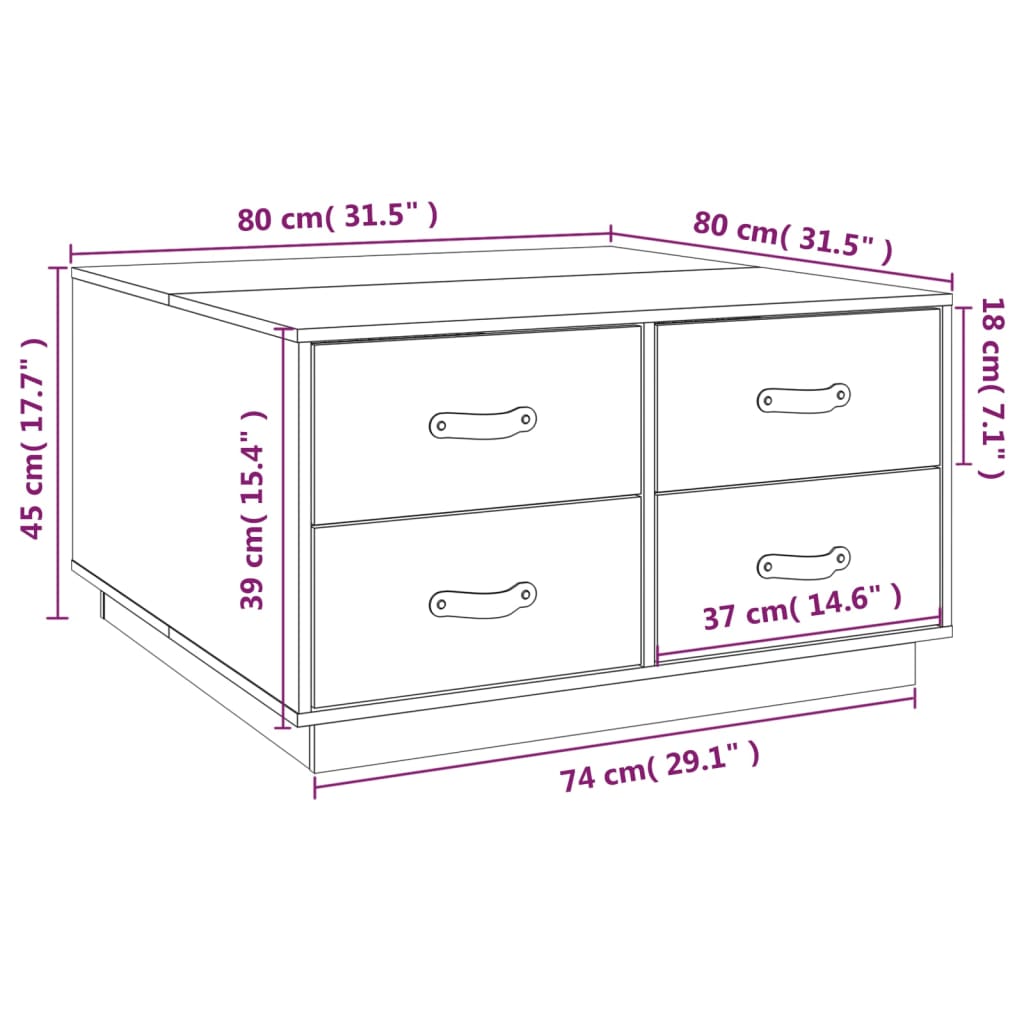Salontafel 80X80X45 Cm Massief Grenenhout Honingbruin
