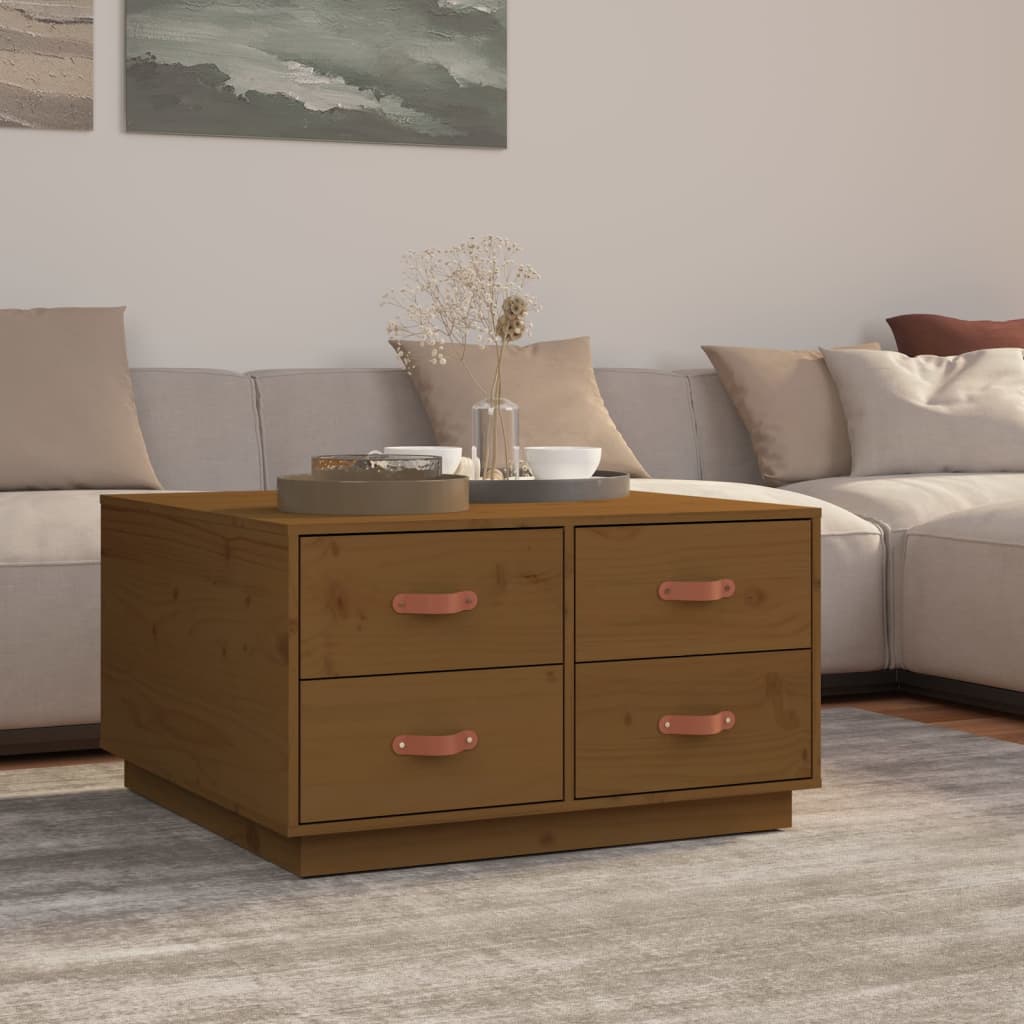 Salontafel 80X80X45 Cm Massief Grenenhout Honingbruin