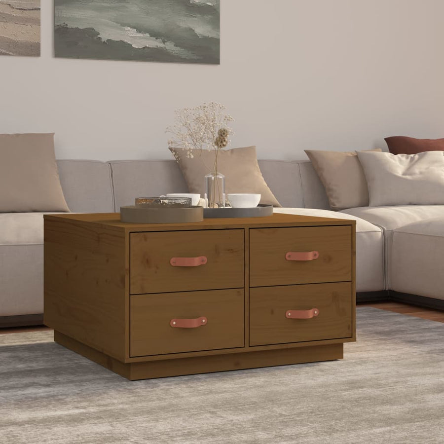 Salontafel 80X80X45 Cm Massief Grenenhout Honingbruin