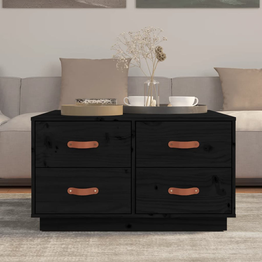 Salontafel 80X80X45 Cm Massief Grenenhout Zwart