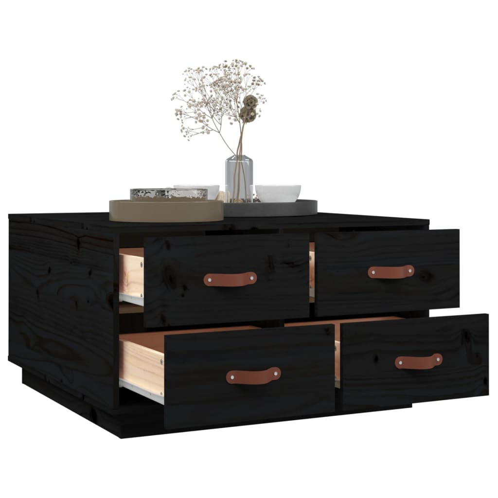 Salontafel 80X80X45 Cm Massief Grenenhout Zwart