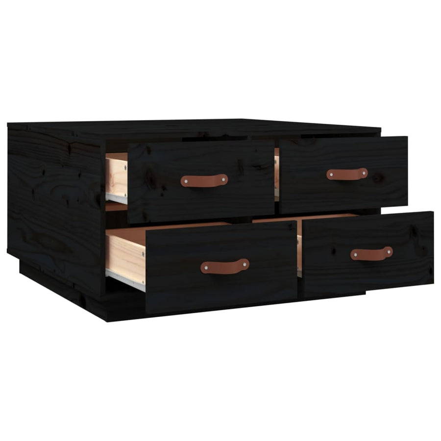 Salontafel 80X80X45 Cm Massief Grenenhout Zwart