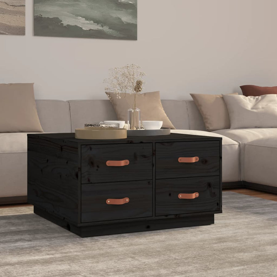 Salontafel 80X80X45 Cm Massief Grenenhout Zwart