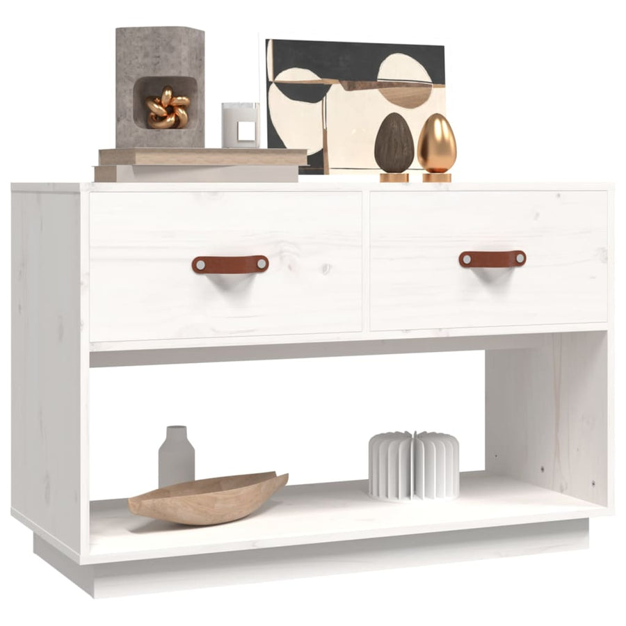 Tv-Meubel 90X40X60 Cm Massief Grenenhout Wit