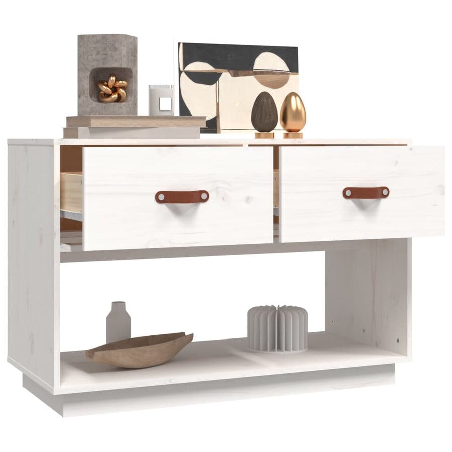 Tv-Meubel 90X40X60 Cm Massief Grenenhout Wit