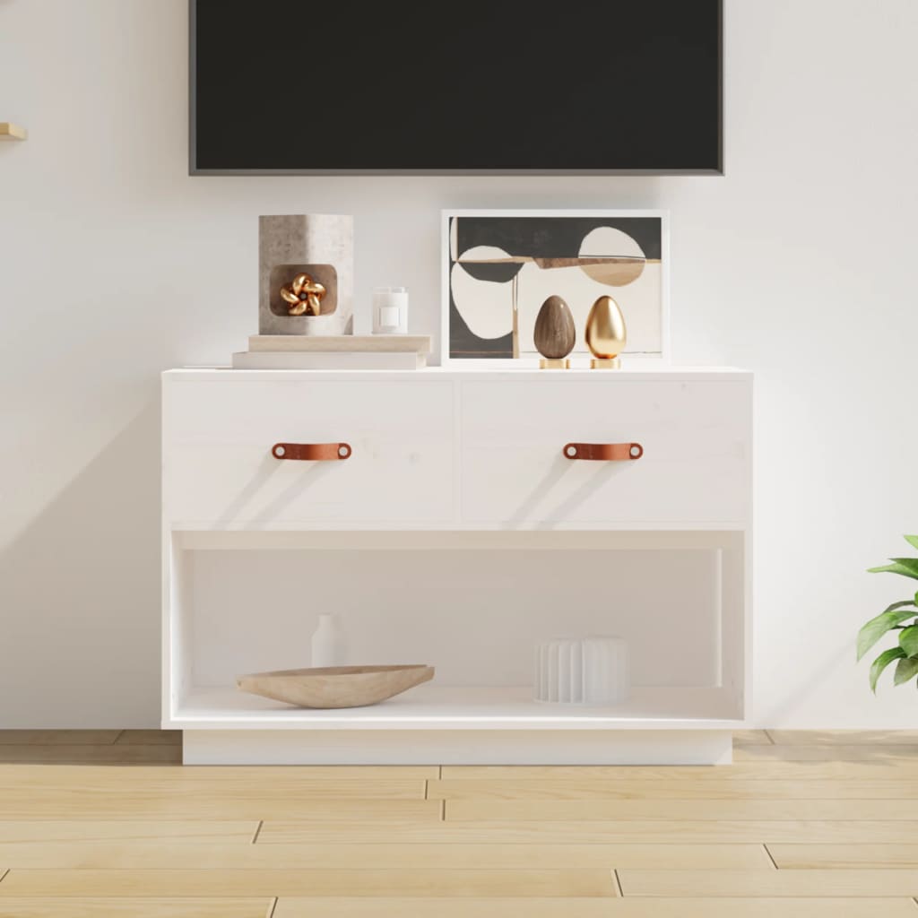 Tv-Meubel 90X40X60 Cm Massief Grenenhout Wit