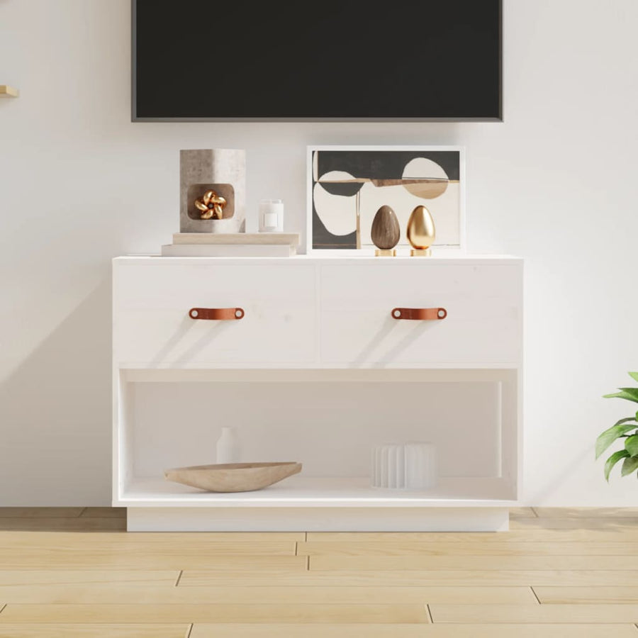 Tv-Meubel 90X40X60 Cm Massief Grenenhout Wit