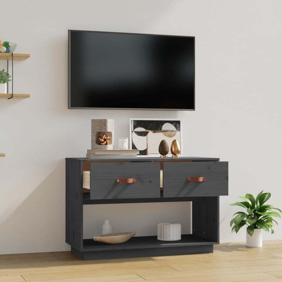 Tv-Meubel 90X40X60 Cm Massief Grenenhout Grijs