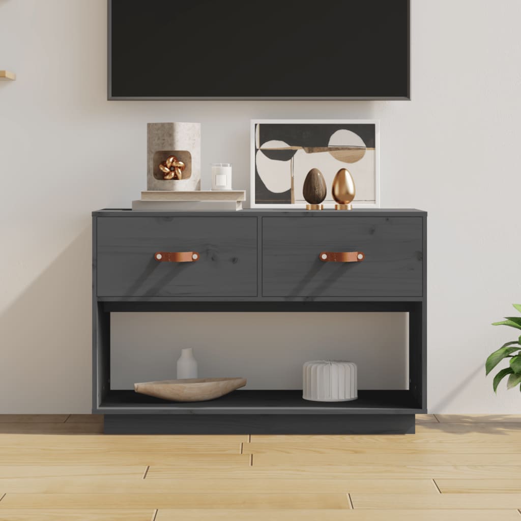Tv-Meubel 90X40X60 Cm Massief Grenenhout Grijs