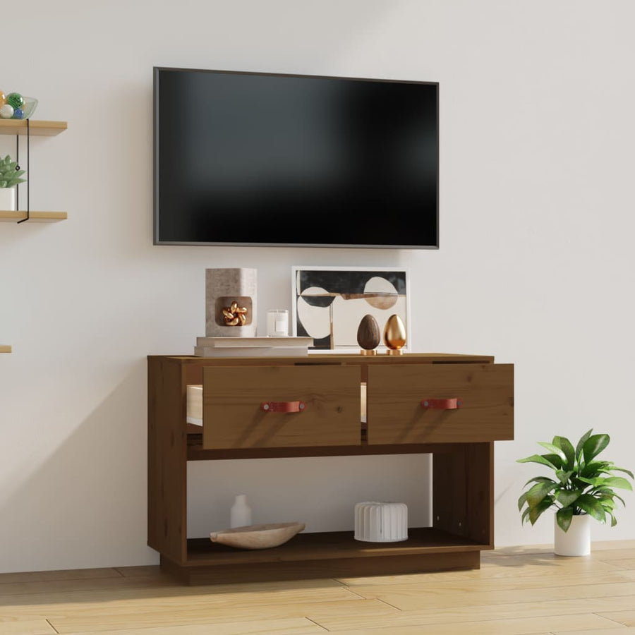 Tv-Meubel 90X40X60 Cm Massief Grenenhout Honingbruin