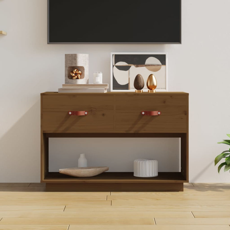 Tv-Meubel 90X40X60 Cm Massief Grenenhout Honingbruin