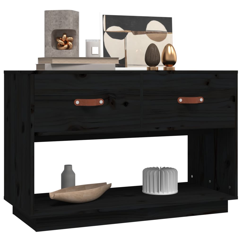 Tv-Meubel 90X40X60 Cm Massief Grenenhout Zwart