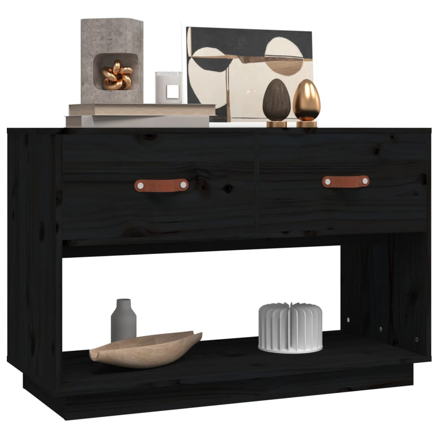 Tv-Meubel 90X40X60 Cm Massief Grenenhout Zwart