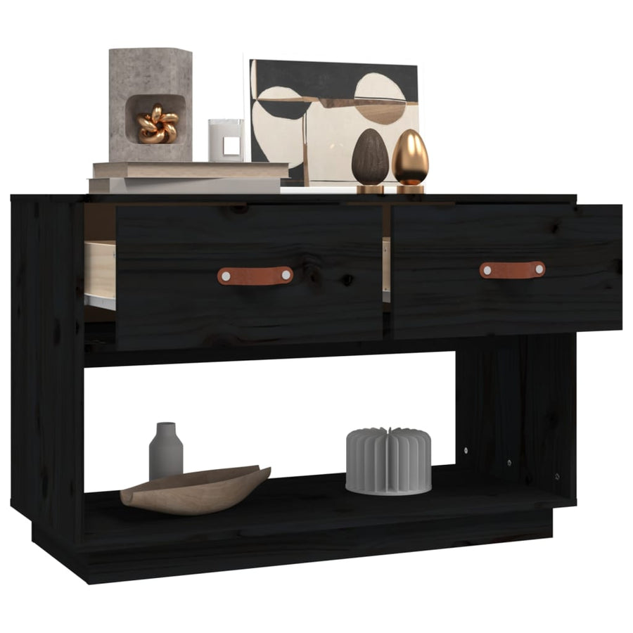 Tv-Meubel 90X40X60 Cm Massief Grenenhout Zwart