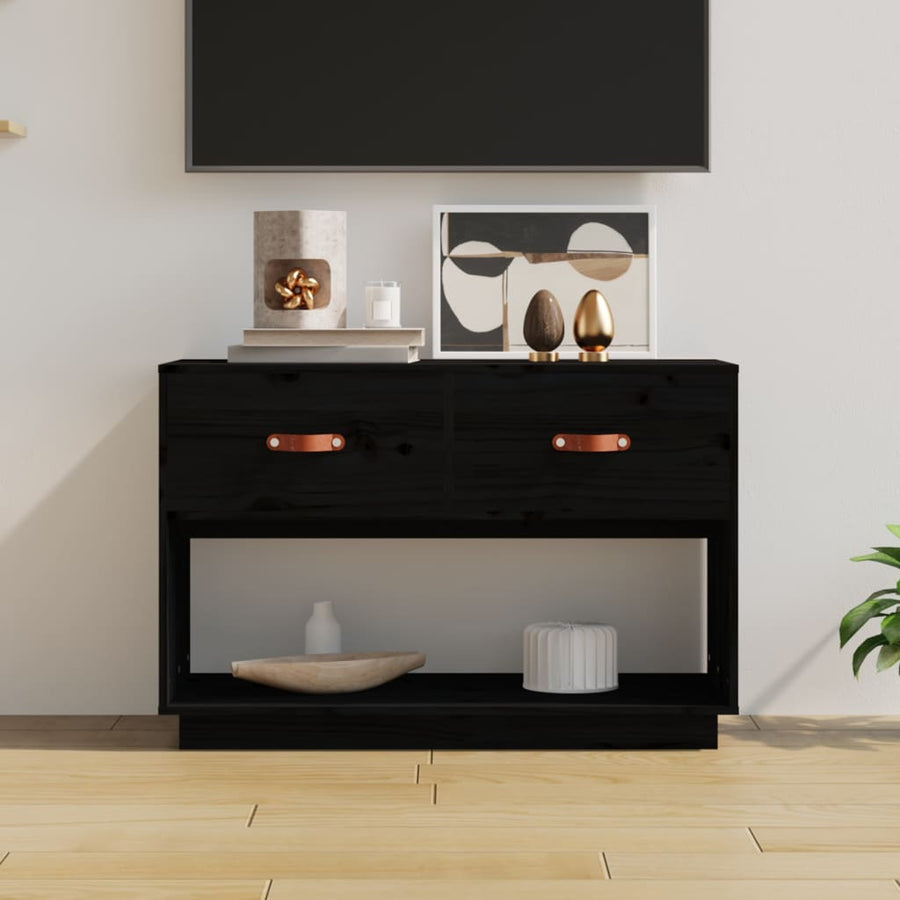 Tv-Meubel 90X40X60 Cm Massief Grenenhout Zwart