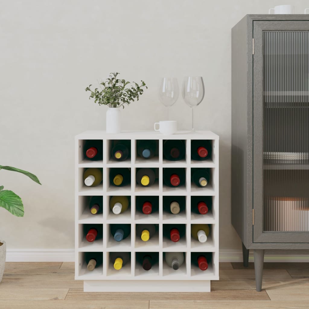 Wijnkast 55,5X34X61 Cm Massief Grenenhout Wit