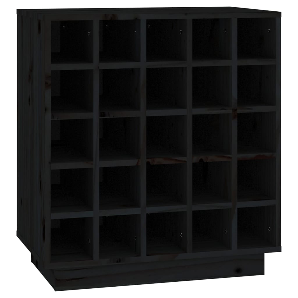 Wijnkast 55,5X34X61 Cm Massief Grenenhout Zwart